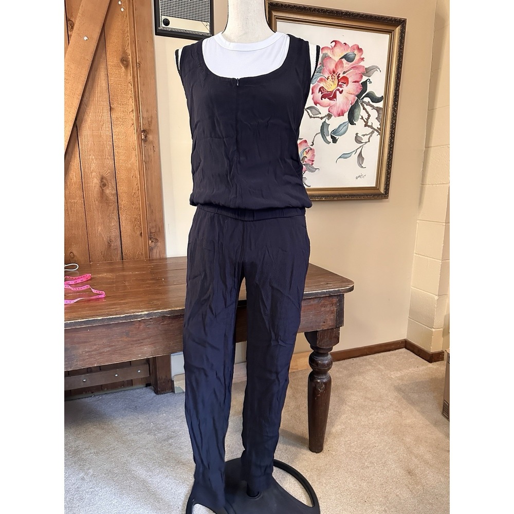 Monrow Women Black Jumpsuit With Pockets SZ Medium Zipper Top